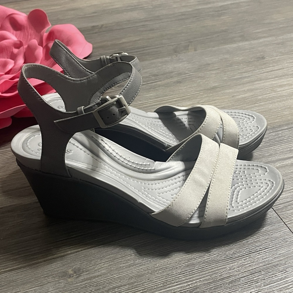 CROCS 202511 Leigh II Sandals Platform Wedge Heels Strappy Comfort Womens Size 9